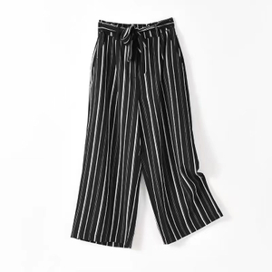 Ladies Spandex Belted Casual Striped Pants Inventory 